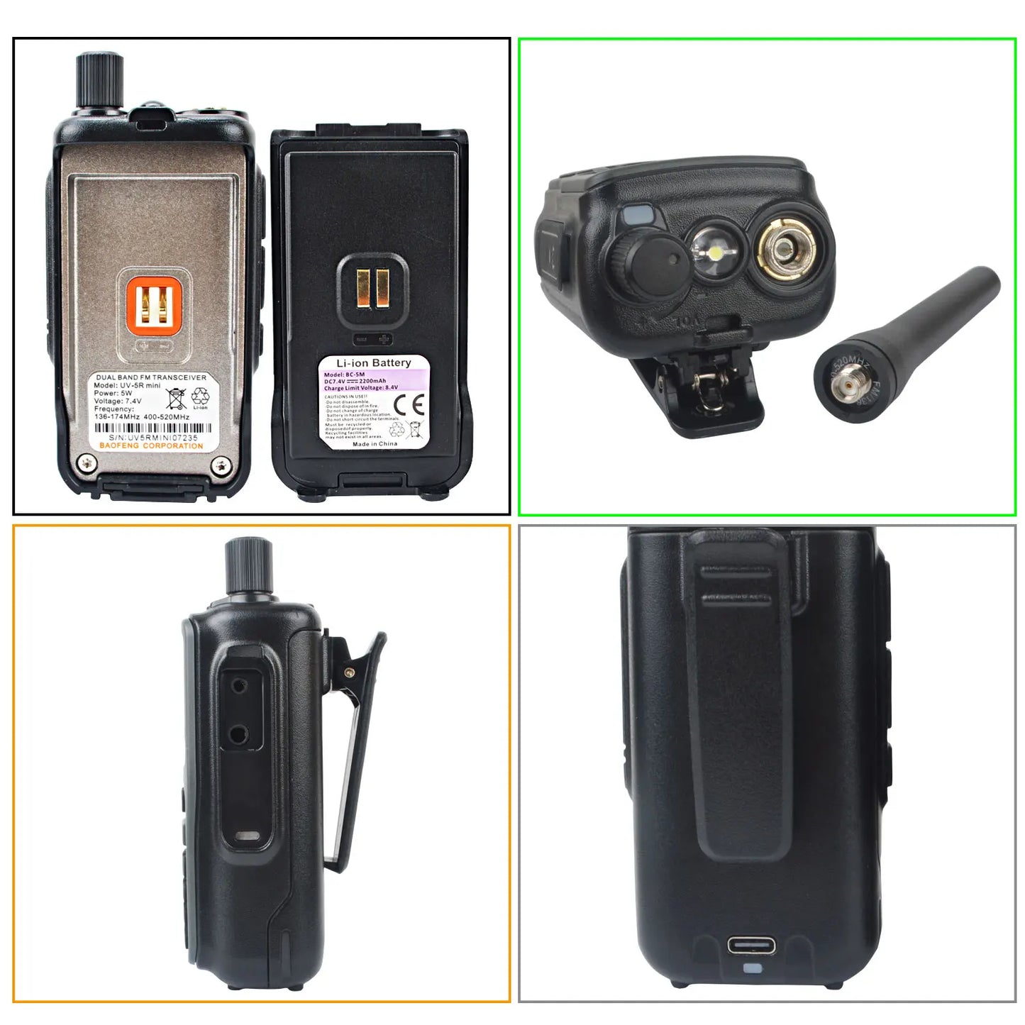 2PCS Baofeng Dual Band Mini Walkie Talkie 5W Radio Air Band Compact
