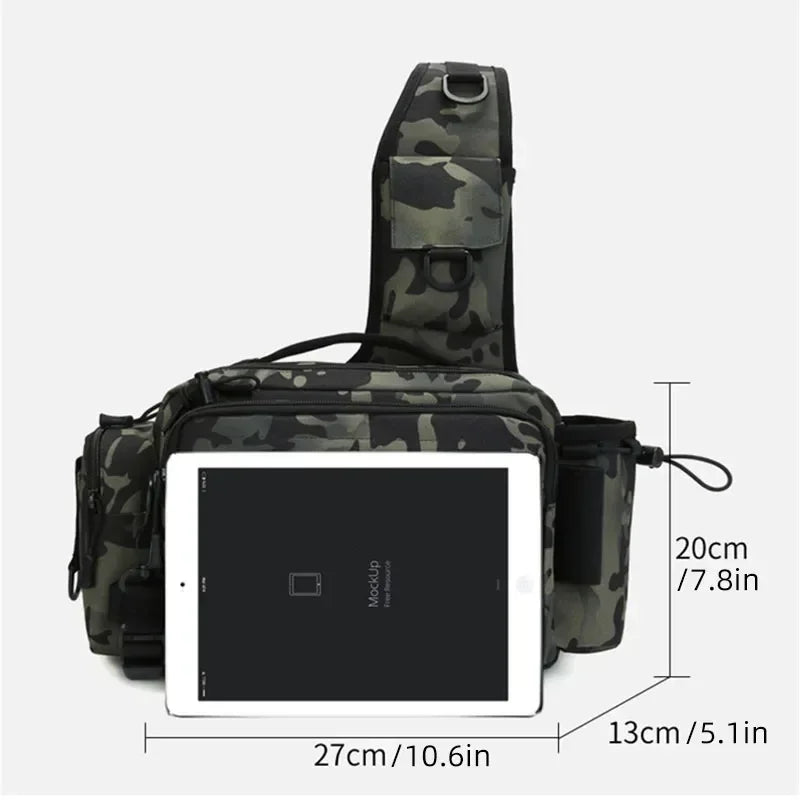 Fishing Rod Bag with Shoulder Strap Folding Tackle Storage Case Outdoor