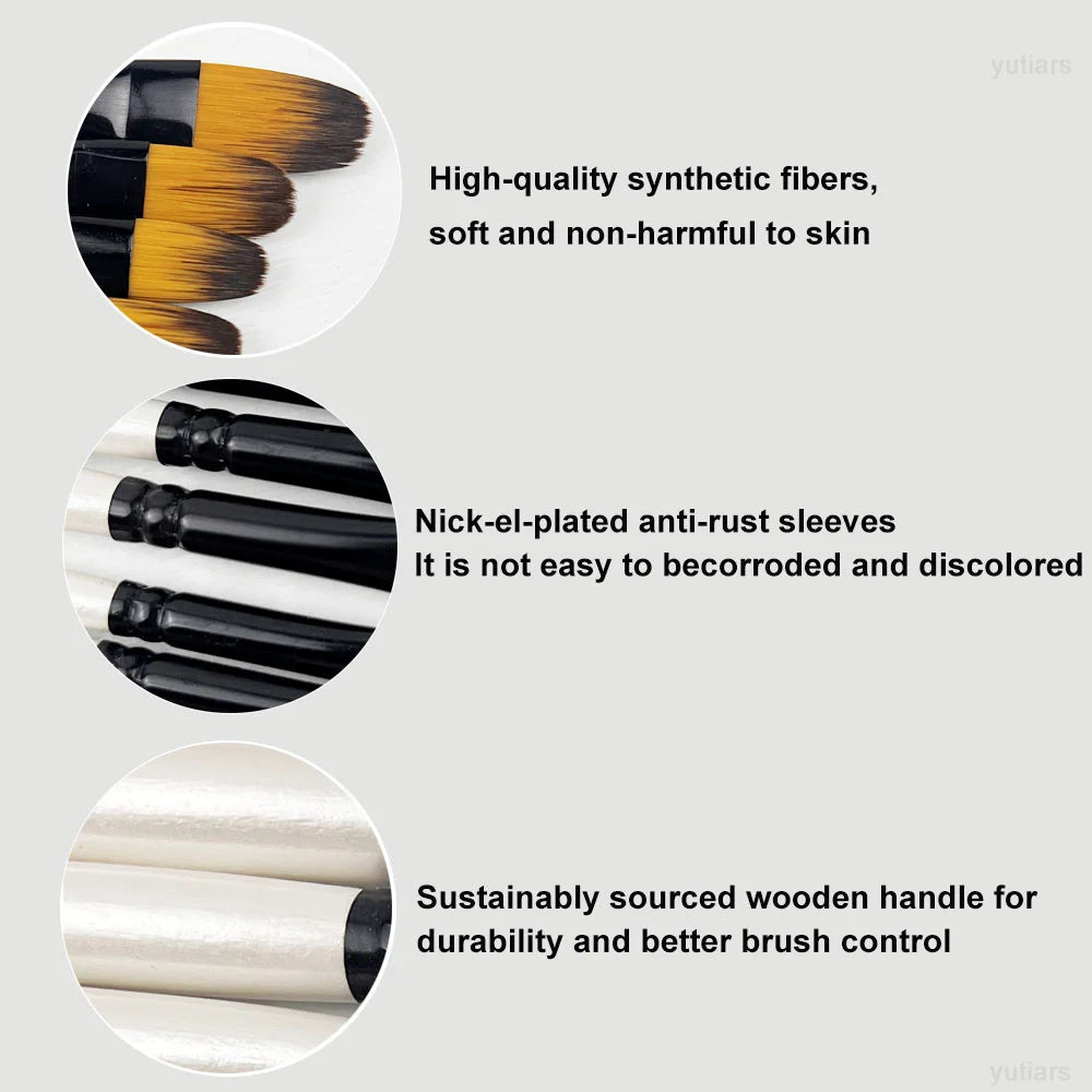 12/48 Pcs Art Paint Brushes Set Nylon Hair for Oil Acrylic Watercolor Painting
