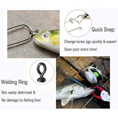 Stainless Steel Bearing Duo-lock Connector Fishing Snaps 200Pcs