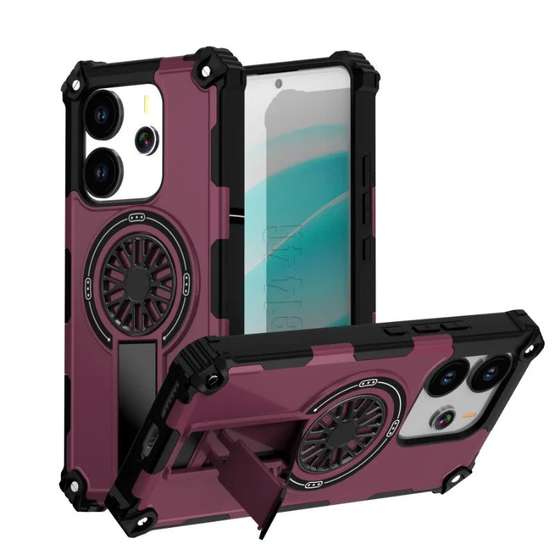 Redmi Note 14 4G 5G Pro Plus Magnetic Stand Armour Shockproof Hard Case