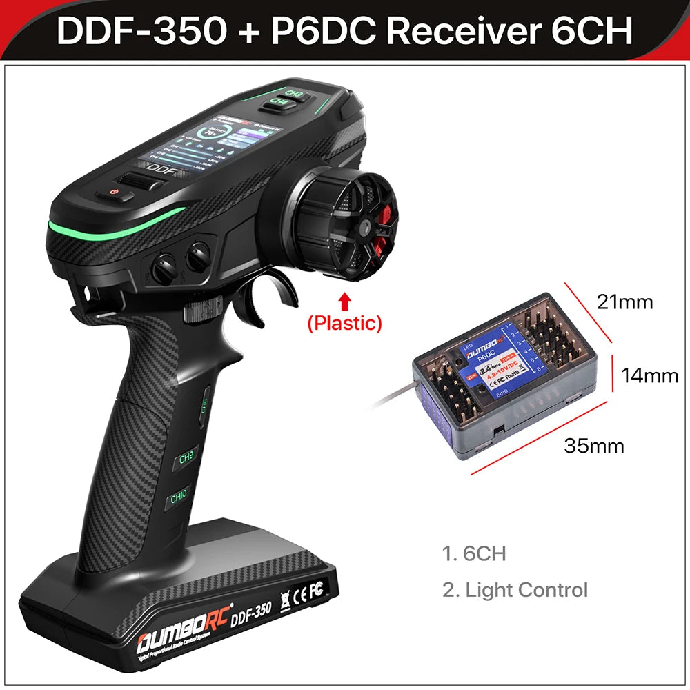 DUMBORC 10CH Controller 2.4G Transmitter Receiver for RC Car Boat Tank FHSS