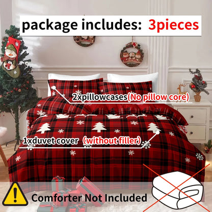 3-Piece Christmas Duvet Cover Set Reversible Bedding Quilt Double King Size