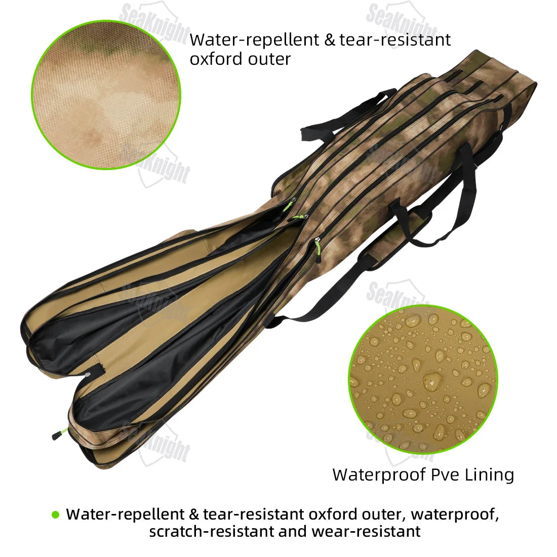 Fishing Rod Bag Portable 3-Layer Foldable Storage Case for Reel Tackle Gear