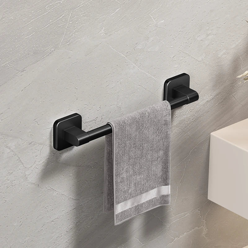 Self-Adhesive Bathroom Towel Rack No-Drill White Black Towel Bar Rail