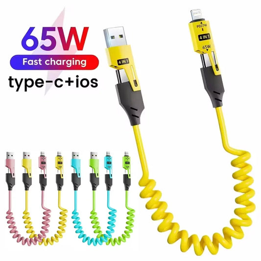 65W USB Cable Fast Charging PD for iPhone Samsung 6A Data Charger