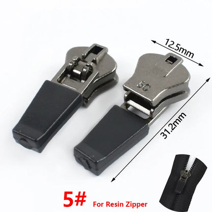 10/20/50Pcs 3# 5# Nylon Zipper Slider Formal/Reverse Zippers Head Resin Zip Tent Invisible Zips Pull Repair Kit Sewing Accessory