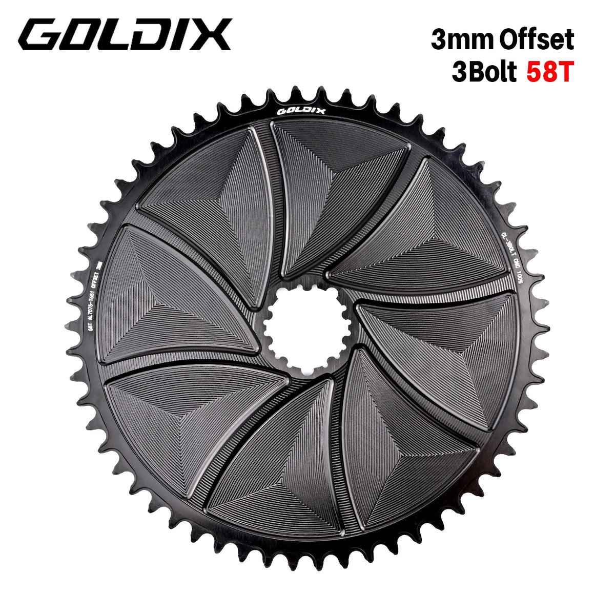 Narrow Wide Chainring 3-Bolt 3mm Offset for Goldix MTB Road Crankset