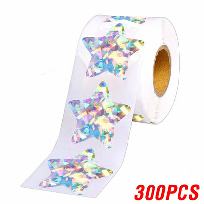 500Pcs Holographic Star Stickers Reward Labels School Teacher Kids