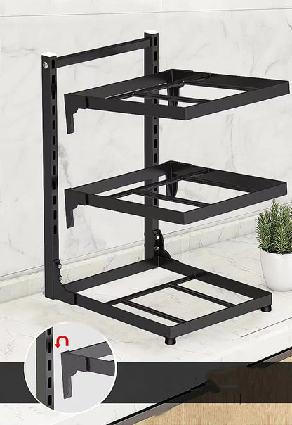 Kitchen Sink Storage Rack Adjustable Multi-Layer Pot Holder for Home Stovetop