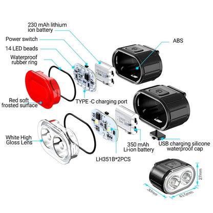 Rechargeable Bike Light Front Rear USB LED Torch Bicycle Lamp Waterproof