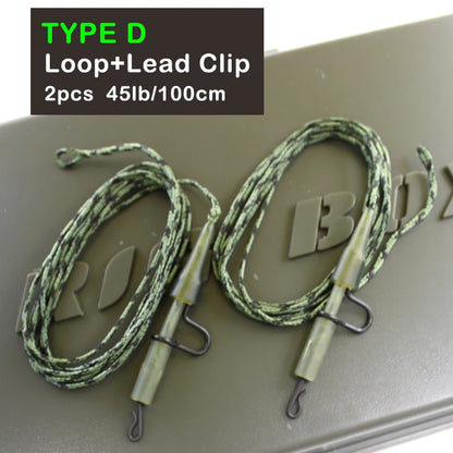 Carp Ready-Tied Leadcore Leader with Drop-Off Lead Clip & QC Swivel