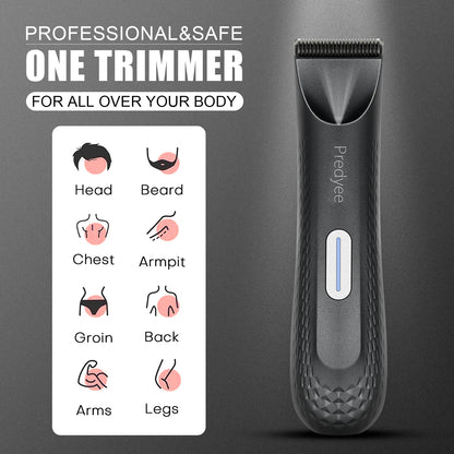Electric Groin Hair Trimmer for Men Waterproof Ceramic Blade Body Groomer