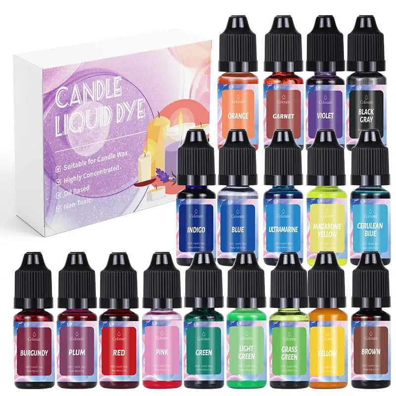 Soy Wax Candle Dye Liquid Pigments 24 Colours for Candle Making Supplies