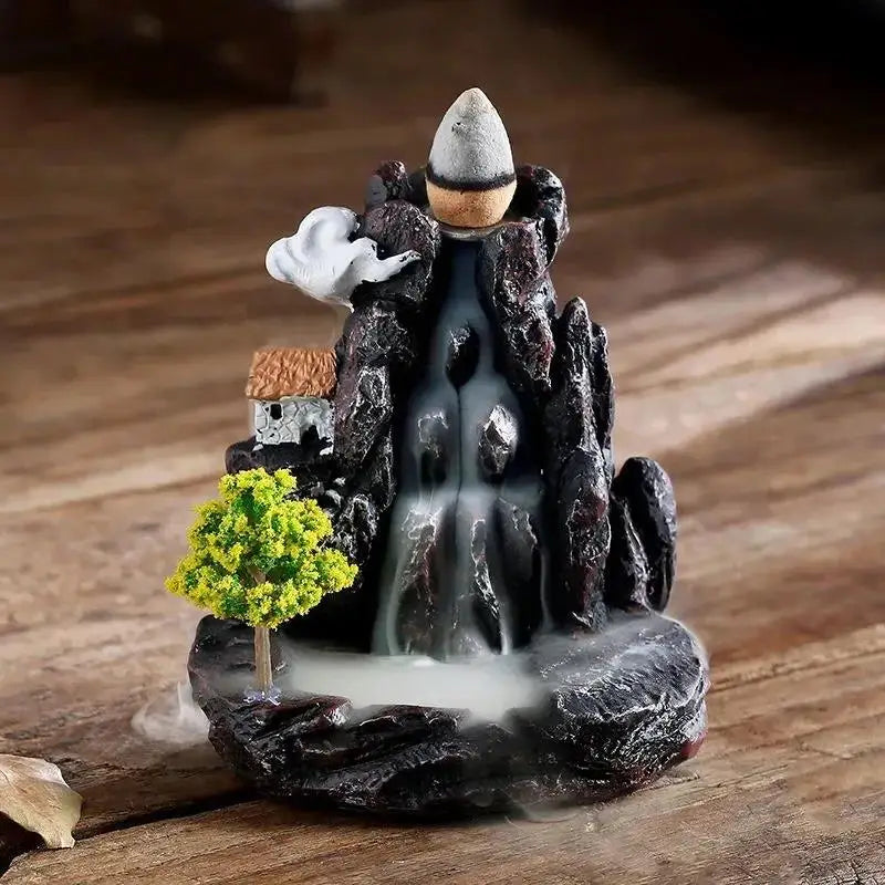 Incense Holder Backflow Waterfall Burner Ceramic Home Decor with Cones