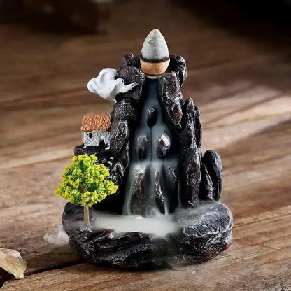 Incense Holder Backflow Waterfall Burner Ceramic Home Decor with Cones