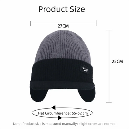 Men's Winter Ear Protection Beanie Hat Fleece Lined Warm Cap for Skiing