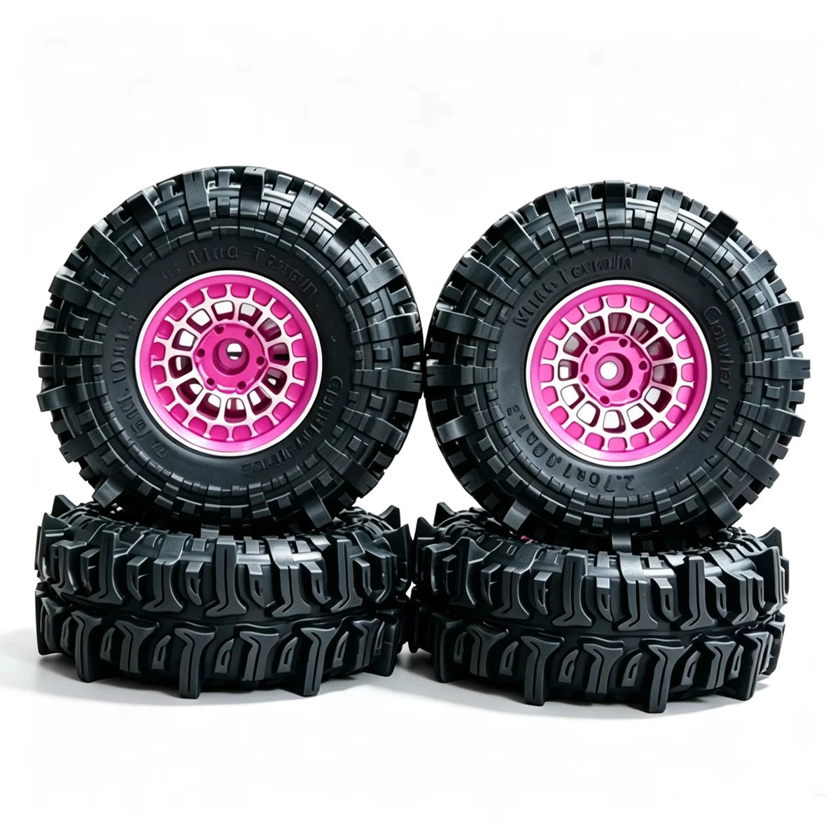 4PCS Beadlock Wheel Tyres for RC Crawler 1/18 TRX4M SCX24 FCX24