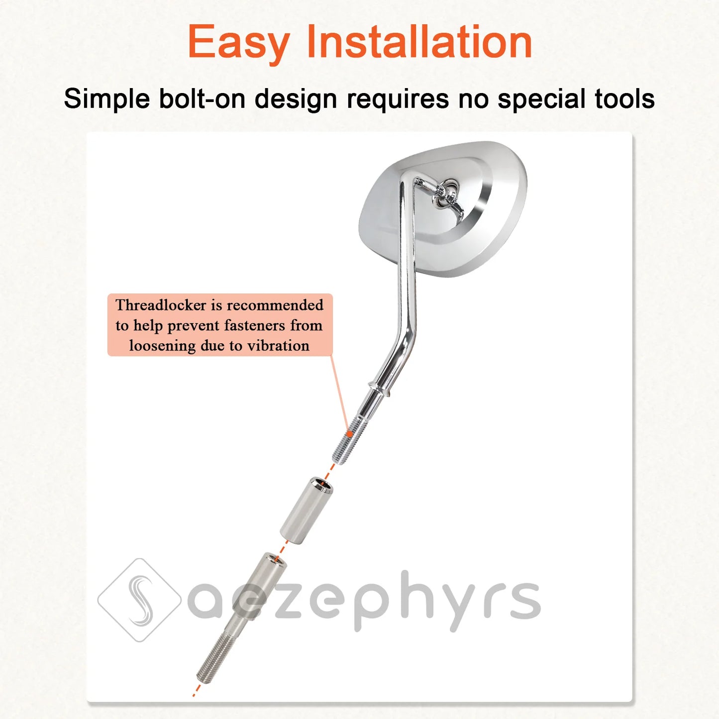 Chrome Rear View Mirror Extension Adapter for Harley Motorcycles 883
