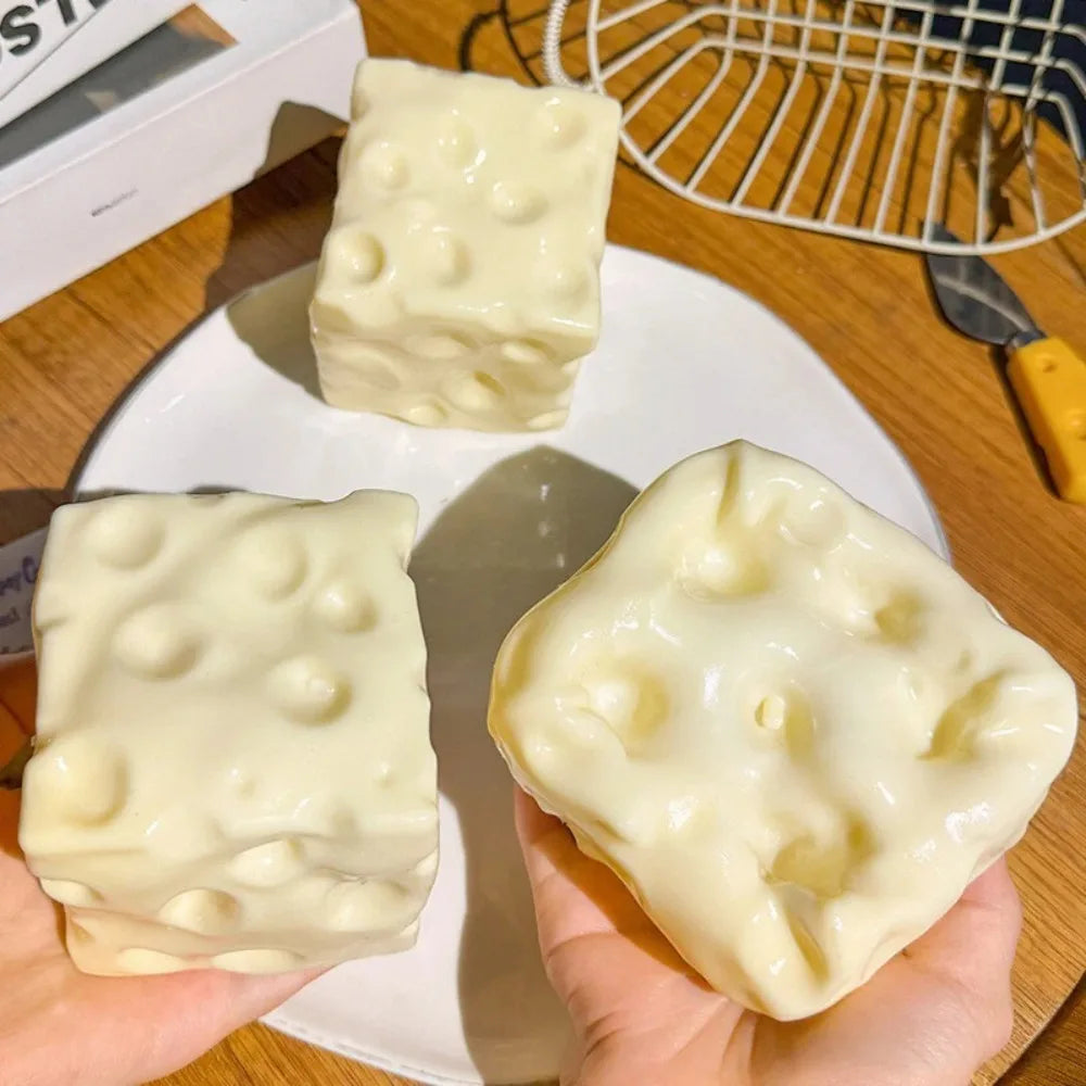 Taba Cheese Cube Stress Ball Squishy Fidget Toy for Kids Sensory Relief