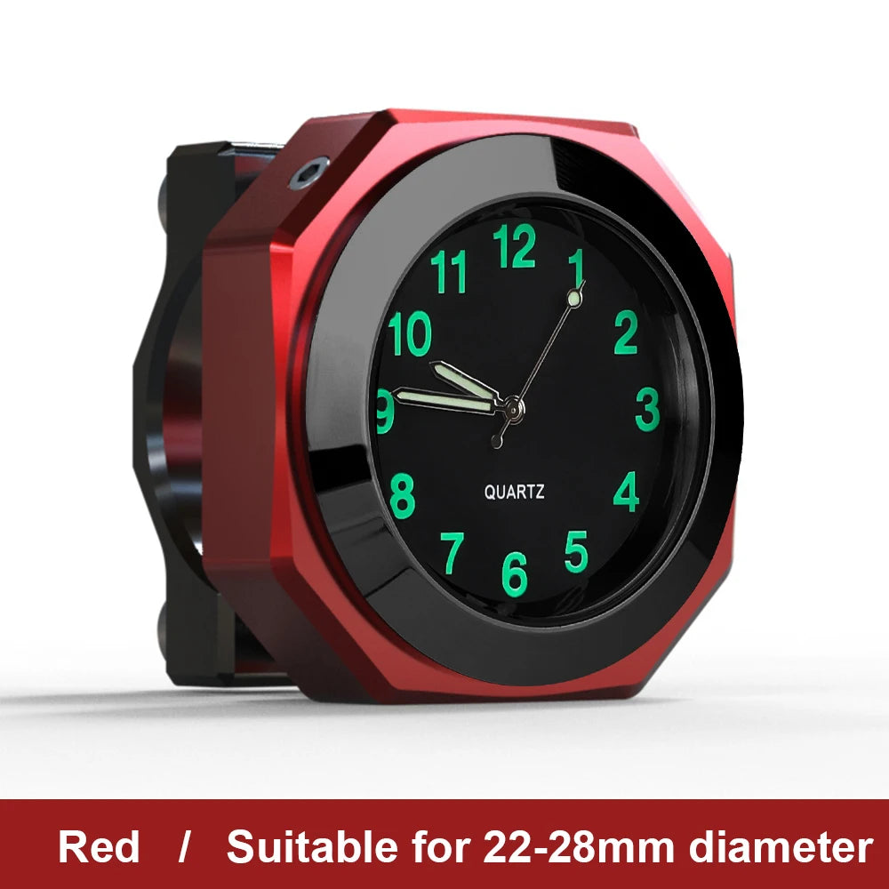 Aluminum Motorcycle Clock Waterproof Mount Quartz Clock Watch Luminous Clock For 22-28mm Handlebar Styling Car Accessories-EXPROTAS