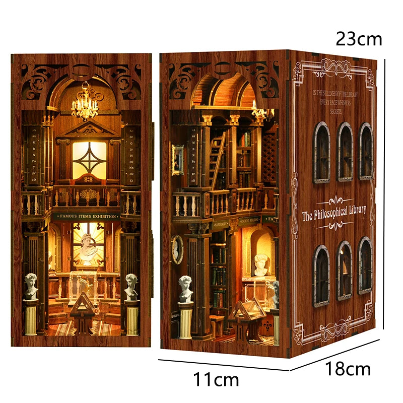 DIY Wooden Book Nook Mini Dollhouse 3D Puzzle Kit Bookshelf Insert Decor Gift - EXPROTAS