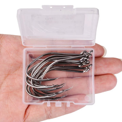 10Pcs Fishing Hooks Barbed Carbon Steel Circle Hook 6/0-10 Catfish Tackle