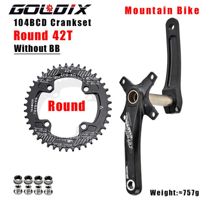 GOLDIX MTB Crankset 104BCD 170mm w/ 32T–38T Chainring & Bottom Bracket
