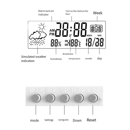 Digital Temperature Clock LED Display Weather Humidity Alarm Desktop