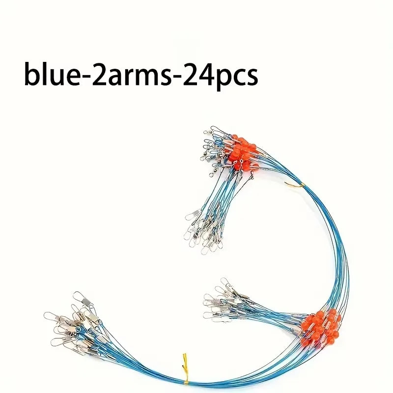 Blue Stainless Steel Fishing Leader Rigs with Snap Saltwater Wire Trace Tackle
