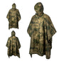 Men's Military Camo Waterproof Raincoat, Impermeable Zipper Rain Poncho for Motorcycle