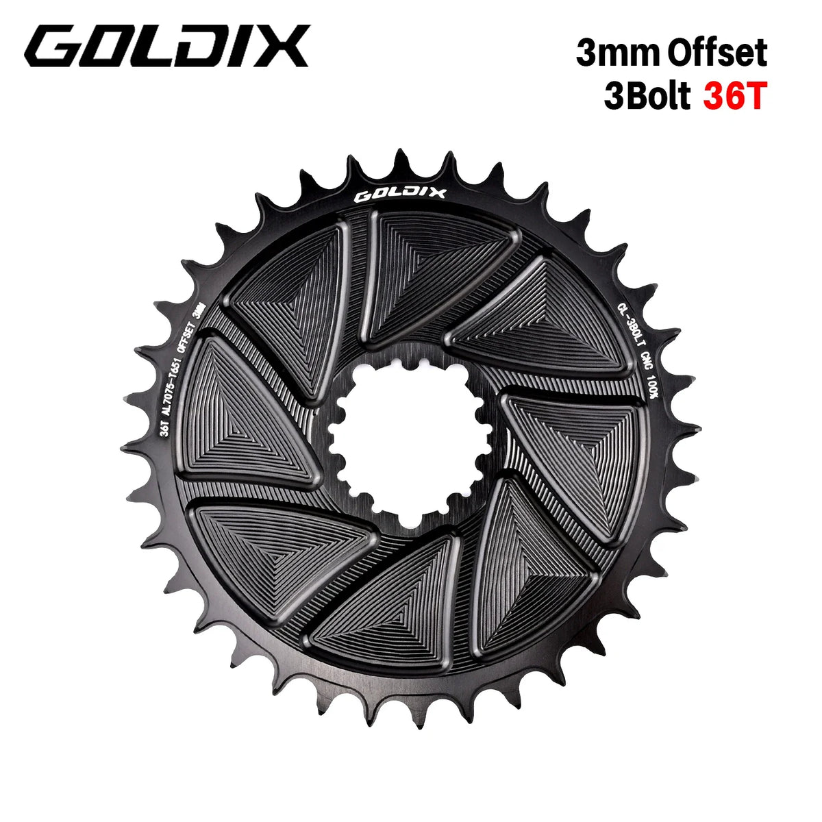 Narrow Wide Chainring 3-Bolt 3mm Offset for Goldix MTB Road Crankset