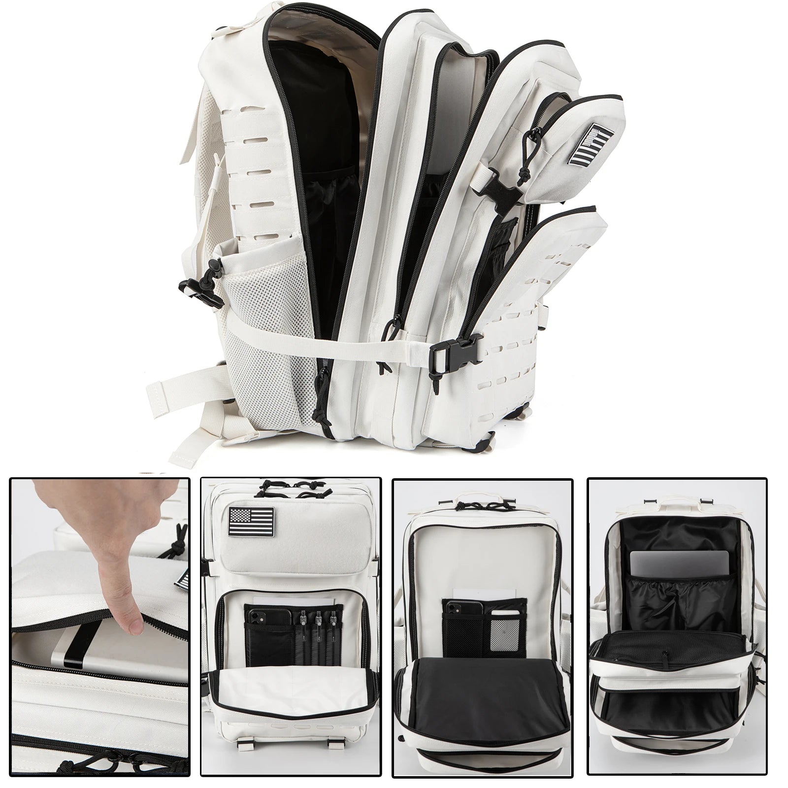 QT&QY 25L/45L Tactical Backpack for Men and Women Outdoor Survival Bug Out Bag Small School Rucksack Hking with Bottle Holder-EXPROTAS