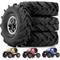 4Pcs Beadlock Wheels 1.0" Rims Mud Tyres for RC Axial SCX24 TRX4M