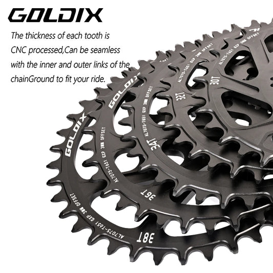 GOLDIX 3-Bolt Chainring 0/3/6mm Offset Narrow Wide 30T-38T for SRAM Crankset