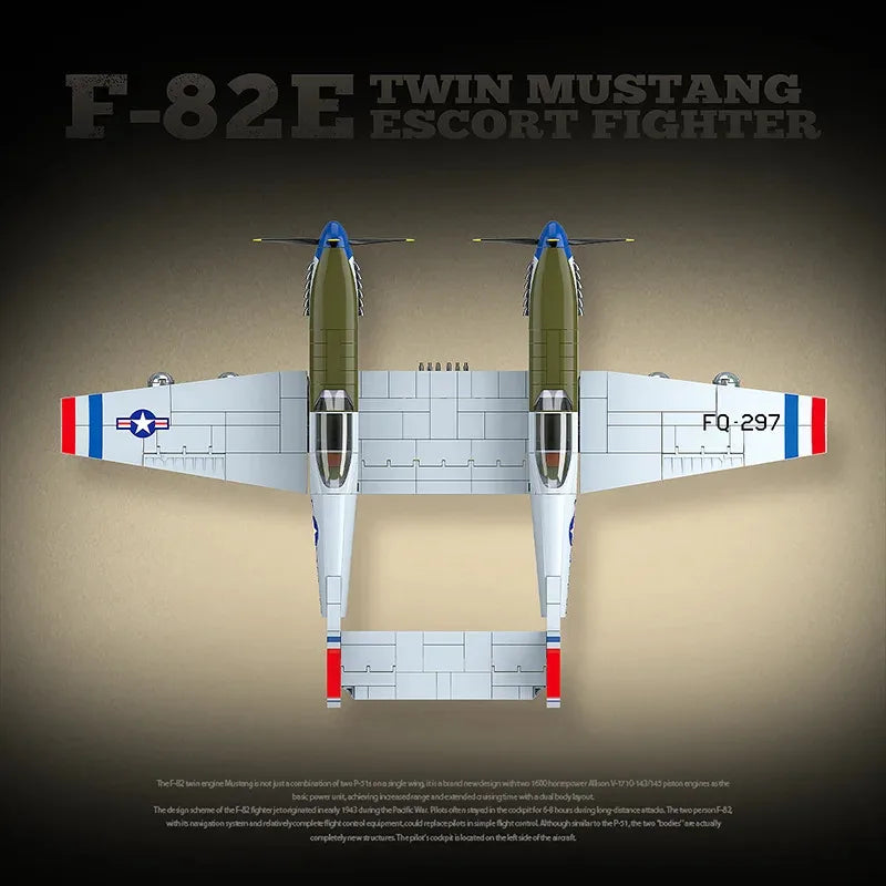 QUAN GUAN 100281 F-82E Twin Mustang Fighter Building Blocks Aircraft Toy Set