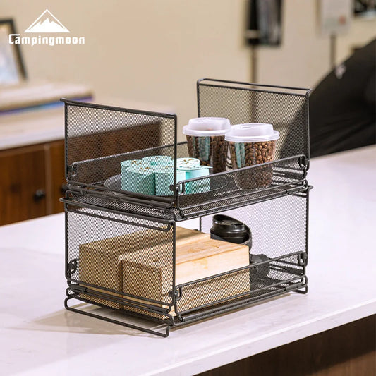 CAMPINGMOON CK-23BK Folding Storage Net Cage Box Shelf for Camping/Home