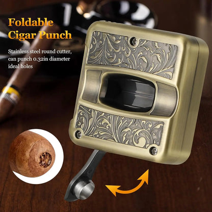 Cigar Punch Holder Cutter 4 in 1 Stainless Steel Portable Tool for 60 Ring Gauge