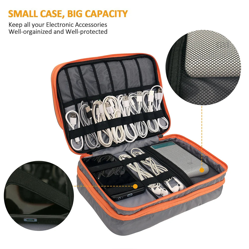 Electronic Accessories Organizer Travel Cable Bag Large Capacity for iPad