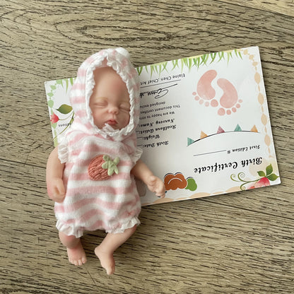 15cm Mini Silicone Reborn Girl Doll Painted Full Body Soft Baby Doll Bebê