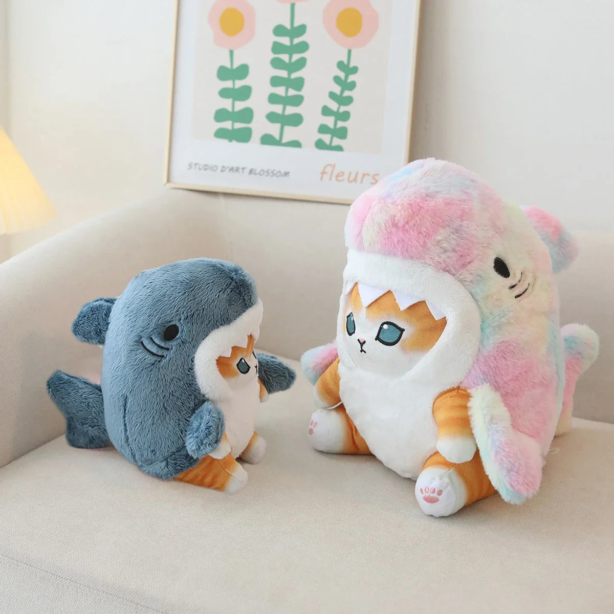 Kawaii Shark Cat Plush Soft Stuffed Doll Toy for Kids Birthday Gift