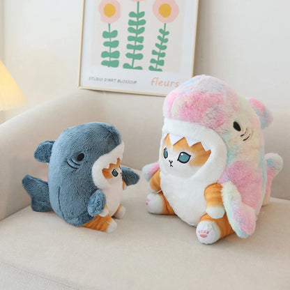 Kawaii Shark Cat Plush Soft Stuffed Doll Toy for Kids Birthday Gift