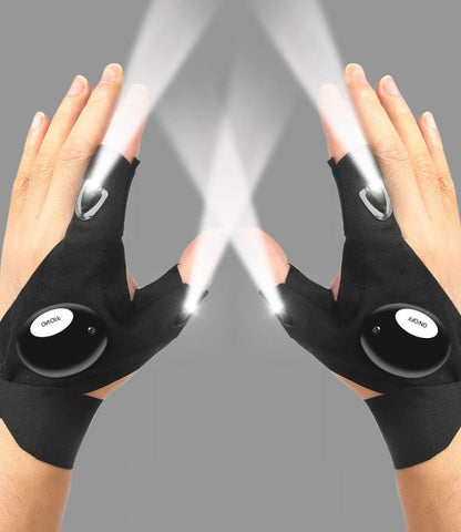 LED Half Finger Gloves | Waterproof Outdoor Cycling Flashlight Gloves for Men