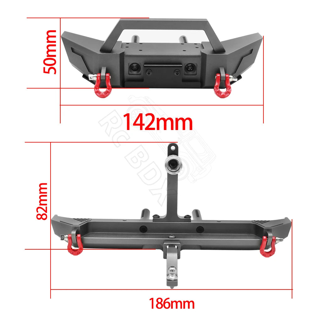 1/10 RC Crawler Metal Front & Rear Bumper Set w/ LED for Axial SCX10 III - EXPROTAS