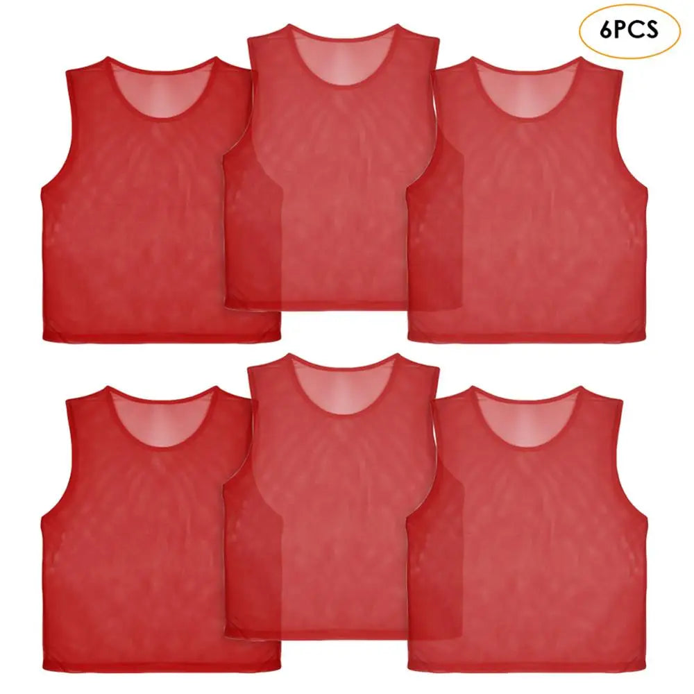 12PCS Soccer Training Vests Kids Breathable Mesh Practice Sports Team Jerseys