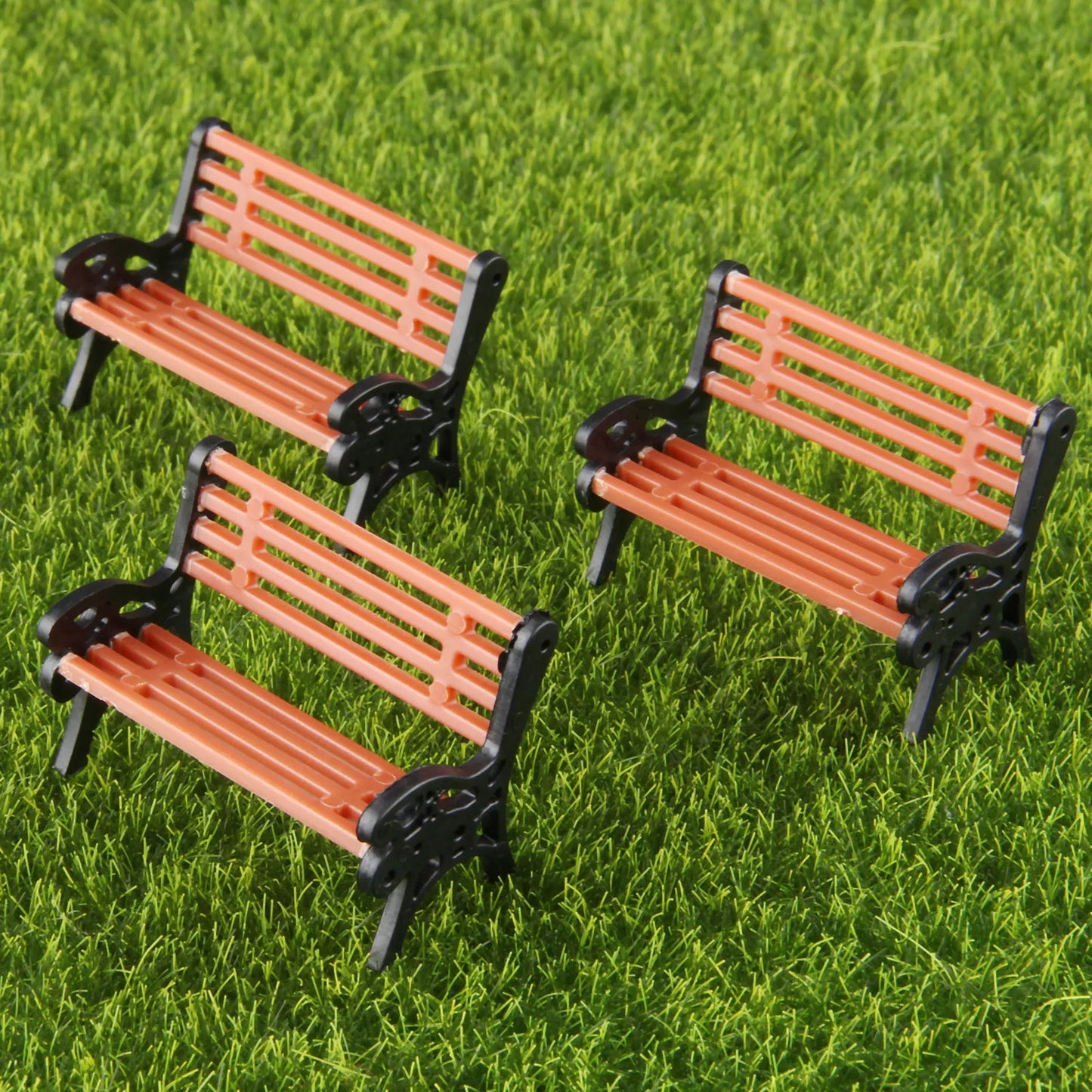 5PCS Mini Garden Ornament 1:30 Scale Park Bench Model Decor
