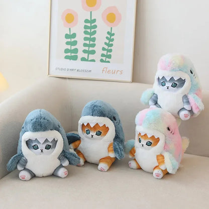 Kawaii Shark Cat Plush Soft Stuffed Doll Toy for Kids Birthday Gift