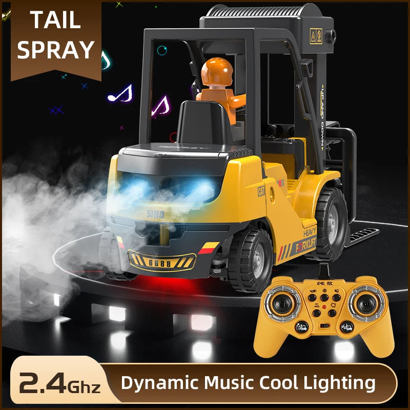 2.4Ghz Remote Control Car Rc Forklift Truck Engineering Vehicles Cranes Liftable Spray Simulated Sound Toys For Children's Gifts-EXPROTAS