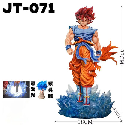 JT Statue Dragon Ball Z Goku Blue Figure LED Base Super Saiyan PVC Model Toy