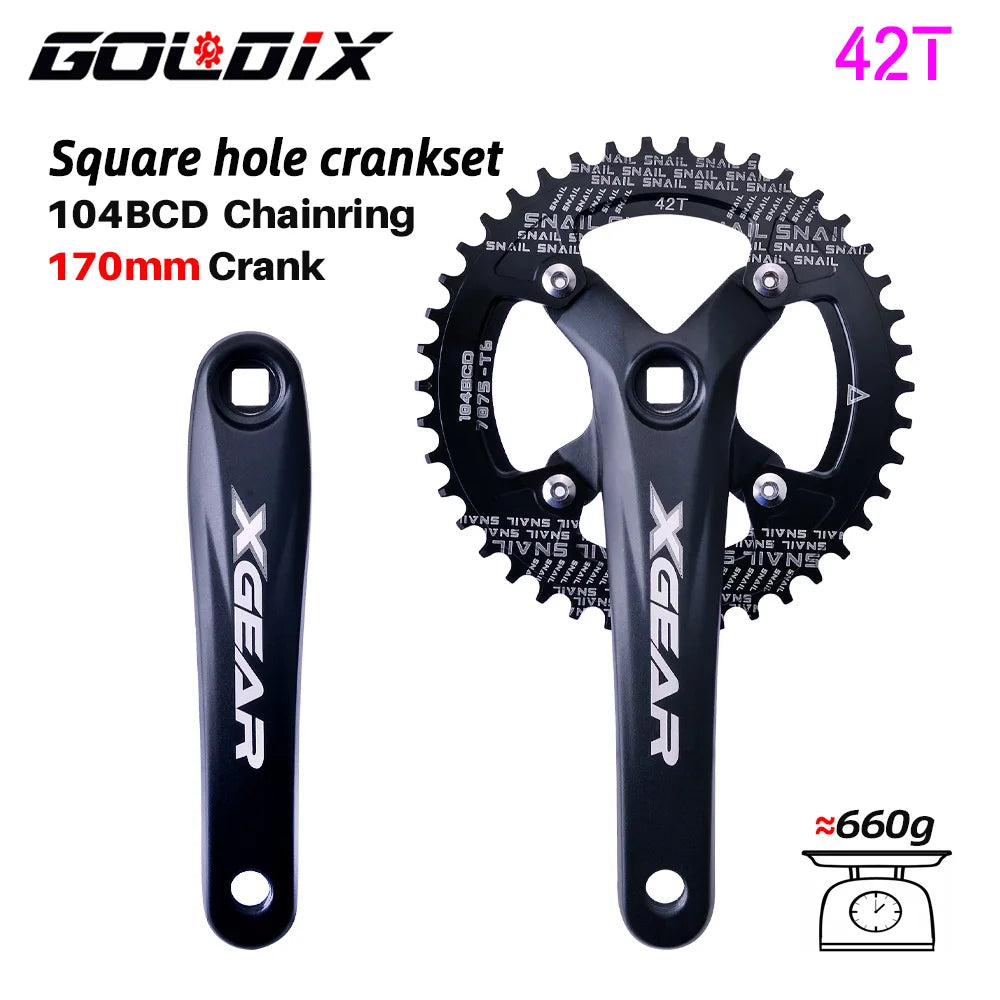 GOLDIX 104BCD Square Taper MTB Crankset Single Chainring 170mm Forged Alloy - EXPROTAS